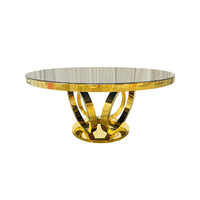 Table de salle à manger ronde au design moderne de luxe meubles de maison en verre table de mariage tables à manger meubles d'hôtel