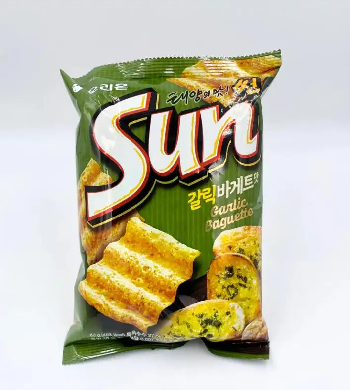 Orion Sunchip Op Basis Van Knoflook Stokbrood/Hot & Pikante (135G) Grote Koreaanse Chip (Knoflook, Pak Van 3)