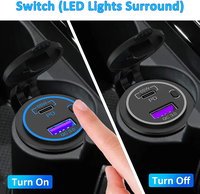 12V 24V 65W Type C PD QC3.0 Double prise chargeur USB pour ordinateur portable