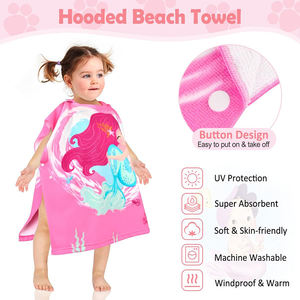 Peignoir poncho à capuche pour enfants bon marché Serviette de bain et de plage portable pour bébés Logo personnalisé pour la salle de bain - Product Image 4