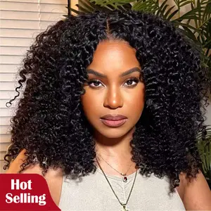 150% Densité Afro Crépus Bouclés Perruques Remy Sans Colle Perruques de Cheveux Humains Pour Les Femmes Noires V Partie Perruque Cheveux Humains