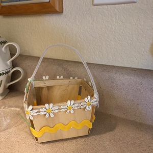 Tự Nhiên Bằng Gỗ Tùy Chỉnh Dệt Bằng Gỗ Xếp Chồng Giỏ Dã Ngoại Tự Chế Quà Tặng Gỗ Chip Đám Cưới Hoa Giỏ - Product Image 6