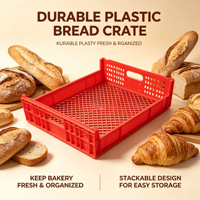Lebensmittelechte HDPE-Kunststoff Stapelbare Umzugskiste Aufbewahrungskiste mit Gitteroptik für Brot Kleine und Gebrauchte Transportkiste