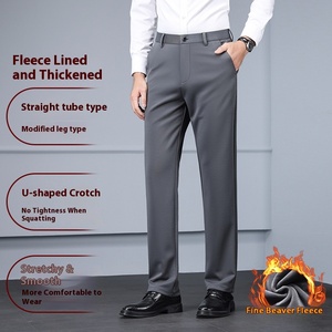 Pantaloni Casual da Uomo OEM Autunno Inverno 2025, Modello Dritto e Comodo, Stile Business, con Interno in <span class=keywords><strong>Velluto</strong></span>, Vita Media, Lunghi - Product Image 4