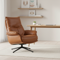 Fauteuil inclinable moderne en cuir avec repose-pieds, fauteuil de direction pivotant à dossier haut pour bureau et salon