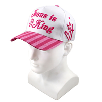 Gorras de Béisbol Personalizadas Bordadas a Rayas, Dos Tonos Rosa y Blanco, Iglesia Cristiana, Jesús, Cruz, 5 Paneles