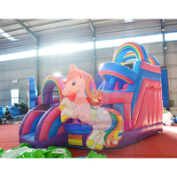 Château Gonflable Arc-en-ciel avec Toboggan et Trampoline Commercial MICO M5620 Certifié CE Capacité 300-500kg
