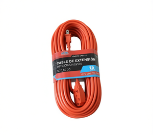 Cable de extensión de 15 metros, 127V, 60Hz, 10A, naranja, resistente, para uso doméstico. - Product Image 1