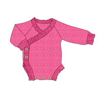Vente en gros Grenouillère festonnée bleue pour bébé Ensemble de luxe neutre Body pour nouveau-né Tenue de Coming Home en tricot pour bébé