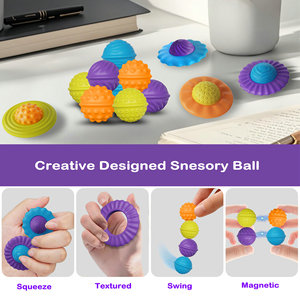 Jouets sensoriels magnétiques, balles sensorielles, lot de 4, 8 pierres magnétiques en silicone pour l'autisme, l'anxiété, le TDAH, outils apaisants pour adultes et enfants - Product Image 6