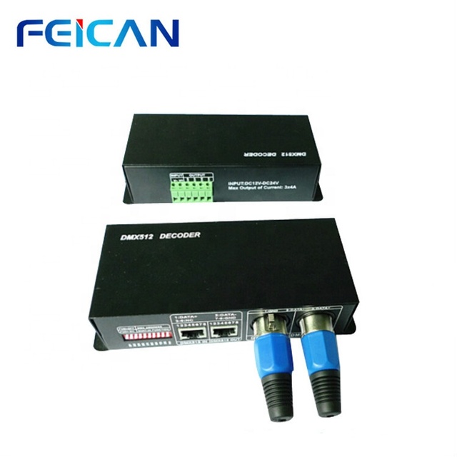 Feican DC5V 24V 24CH DMX 512 LED Controller 4 Channel 24V/DMX 512 Decoder Dmx Multi-function Full-color LED RGB/DMX Ip67 5 DMX