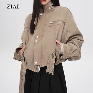 Giacca Bomber Vintage da <span class=keywords><strong>Donna</strong></span> 2026 SS, Stile Workwear <span class=keywords><strong>Oversize</strong></span> Corto con Tasche Cargo, <span class=keywords><strong>Trench</strong></span> Coat alla Moda - Product Image 5