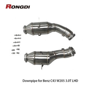 ท่อไอเสียดาวน์ไปป์สำหรับ Mercedes-Benz C43 W205 M276 3.0T สแตนเลสขัดเงา พร้อมเรโซเนเตอร์ สำหรับพวงมาลัยซ้าย - Product Image 1