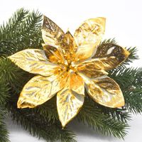 Dekorasi Natal Klasik Bunga PE Berlapis Emas Buatan Daun Maple Kupu-Kupu Berlapis Serbuk Emas Ramah Lingkungan