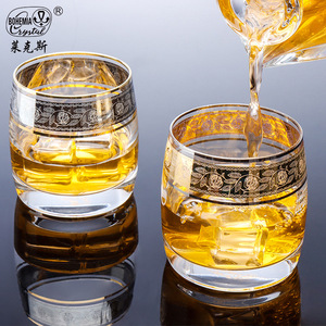 Bohemia Crystal Whiskey Glasses 201-300ml Gold Plated Thick Bottom For Spirits Party Use - Product Image 1