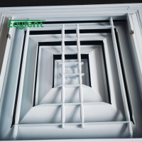 Diffuseur de plafond carré en alliage d'aluminium, 4 voies réglables, angle de lame de 45°, design moderne, grille d'aération CVC anti-condensation pour