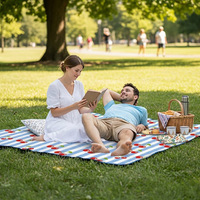 Couverture de pique-nique imperméable avec rangement pliable, tapis de plage matelassé à impression personnalisée, couverture familiale d'extérieur avec poignée de transport
