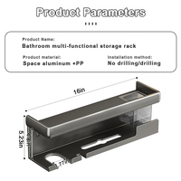 Vente chaude mural auto-adhésif maison salle de bain supports de rangement espace étagère en aluminium multifonctionnel lavage support de rangement