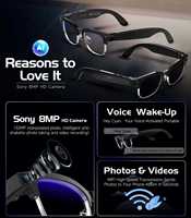 Lunettes Intelligentes pour Hommes avec Caméra IA, Q&A, Activation Vocale, Lecture Musicale, Chargement Magnétique, Titane, 800W, Transfert WIFI, Contrôle Tactile IA