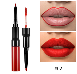 <span class=keywords><strong>Rouge</strong></span> à lèvres liquide <span class=keywords><strong>mat</strong></span> imperméable double face 2 en 1 avec <span class=keywords><strong>crayon</strong></span> à lèvres, marque privée, OEM acceptable - Product Image 3