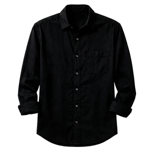 เสื้อเชิ้ตแขนยาวลำลองสำหรับผู้ชาย คอปกพับได้ แขนยาวเต็มตัว ผ้าฝ้าย - Product Image 1