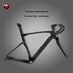 <span class=keywords><strong>Cadre</strong></span> de <span class=keywords><strong>vélo</strong></span> de <span class=keywords><strong>route</strong></span> Zhuote CYCLONEpro (3e génération) en fibre de <span class=keywords><strong>carbone</strong></span> 3K, boîtier de pédalier fileté T47, conception de passage de câbles interne 12x142mm - Product Image 3