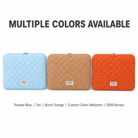 Housse matelassée pour ordinateur portable en tissu de coton matelassé losanges avec double fermeture éclair pour ordinateur portable de 13, 14, 15,6 et 16 pouces