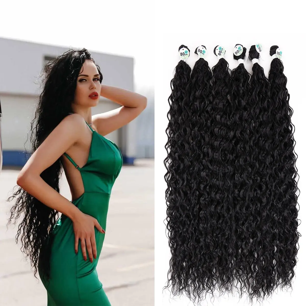 Synthetic Afro Curly Hair Bundles For Extensions 18-30 Inch Soft Long Hair Synthetic Wave Hair Synthetic Weaving Extension