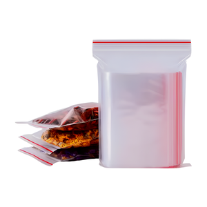 Sacs à fermeture éclair en plastique auto-scellants en PE transparent Emballage de magasin latéral rouge du fabricant OEM du Vietnam PET AL Fourniture personnalisée - Product Image 4