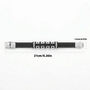 Pulsera de silicona para hombre, diseño geométrico negro, cierre de acero de titanio, 22,5 cm, joyería de regalo - Product Image 4