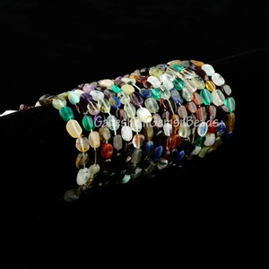 Cuentas de Gemas Multicolores Ovaladas, Cuentas Lisas de Forma Ovalada, Collar de Gemas Naturales Multicolores, Cuentas Multicolores Lisas y Esponjosas - Product Image 6