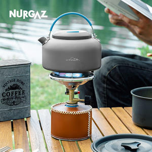 Estufa de gas para exteriores Nurgaz, quemador de butano portátil con encendido para acampar y hacer picnic, color plateado - Product Image 1