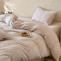 Nouvel ensemble de literie jacquard en lin écologique brossé toutes saisons, style frais et luxueux, draps doux, housse de couette pour la maison