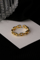 Bague de style INS en argent doré S925 Bague de pierres précieuses carrée creuse simple unisexe pour décoration de main de fête ou d'anniversaire
