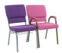 Chaise d'église empilable à prix avantageux personnalisée en tissu gris et cadre argenté