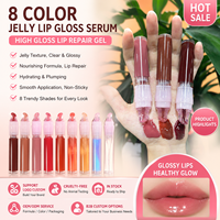 Baume à lèvres liquide effet cristal de glace personnalisé avec logo, brillant, enrichi en vitamine E, waterproof, teinte gelée, OEM, 8 couleurs, gloss à lèvres