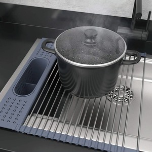 <span class=keywords><strong>Escurridor</strong></span> de Platos Enrollable <span class=keywords><strong>Multiusos</strong></span> de Acero Inoxidable con Portautensilios, <span class=keywords><strong>Escurridor</strong></span> de Platos <span class=keywords><strong>Plegable</strong></span> para Fregadero de Cocina - Product Image 6