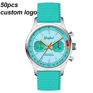 Custom <b>Chronograph</b> Watch for Man FKM Band Seagull ST19 <b>Automatic</b> Mechanical Movement Wristwatches Sapphire Racing Clock OEM - Product Image 1