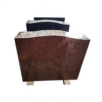 Pierre tombale plate en granit rouge, style américain traditionnel, marqueur de cimetière extérieur en pierre naturelle