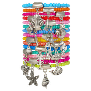 Conjunto de Pulseras de Cuentas de Vidrio de Colores con Colgante de Aleación de Ballena y Estrella de Mar, Joyería para Regalo, Amuleto de Moda Unisex - Product Image 5