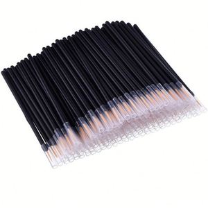 50PCS Nylon Disposable Eyeliner & Lip Brush Tool with <b>Plastic</b> Long <b>Rod</b> and Protective Tube for Natural Eye Makeup - Product Image 1