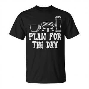 Camiseta Plan For The Day Coffee Bbq Grilling para hombre, cuello redondo, manga corta, adulto - Product Image 3