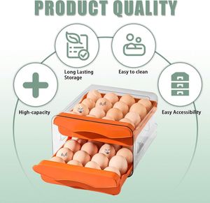 Kitchen Plastic Egg Organizer <b>Fridge</b> Holder with Rotatable 6-Grid Design Eco-Friendly & Durable Flip Top Lids - Product Image 3