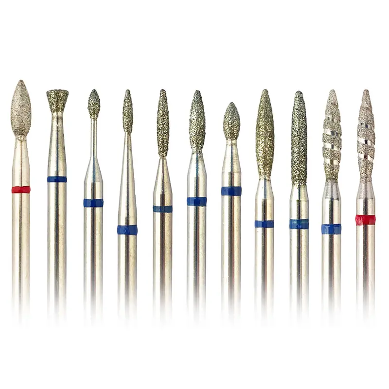 APROMS Diamond Nail Drill Bits 11 Type High Quality Flame Spiral Grits Cuticle Callus Milling Cutter Electric Manicure Drill Bit