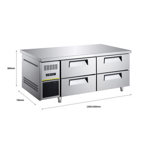 NE-1186 60cm de altura equipo de cocina soporte refrigerador de acero inoxidable refrigerado por aire encimera Chef Base congelador con ruedas - Product Image 5
