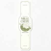 Bande de papier découpée sur mesure avec impression offset pour l'emballage de boîtes à dessert carrées en plastique transparent Mille Crêpes
