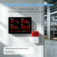 Detector de Calidad del Aire de Pared, Monitor de CO2, TVOC, Temperatura y Humedad con Alarma de Sonido y Luz Externa para Uso Comercial y en Oficinas