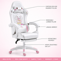 Chaise de gaming ergonomique pour filles, en similicuir confortable, idéale pour les sessions de jeu et les dortoirs universitaires, réglable en hauteur