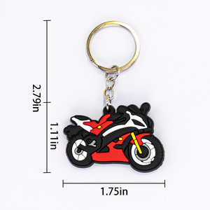 Porte-clés en PVC 2D pour moto, personnalisé en forme de casque de moto, en caoutchouc souple, breloques en gros - Product Image 2
