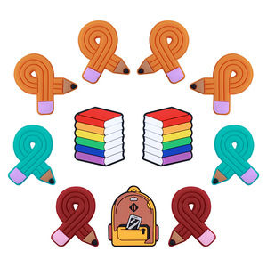 Focal Beads libro de estudio papelería Apple DIY regalo del Día del maestro llavero cuenta nueva temporada de regreso a la escuela cuentas focales de silicona - Product Image 4